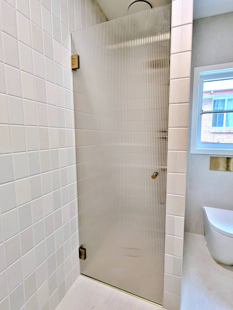 Fluted Shower Screens Melbourne Full width fluted glass shower door